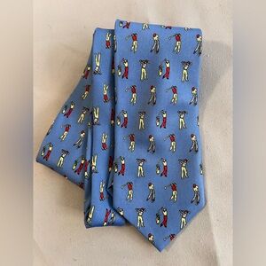 Vintage Firenze Mens Tie Necktie Blue Large 100% Silk golf player‎